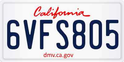 CA license plate 6VFS805