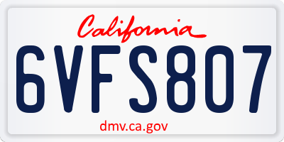 CA license plate 6VFS807