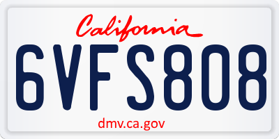 CA license plate 6VFS808