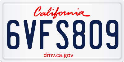 CA license plate 6VFS809