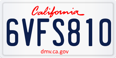 CA license plate 6VFS810