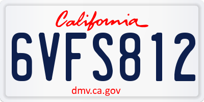CA license plate 6VFS812