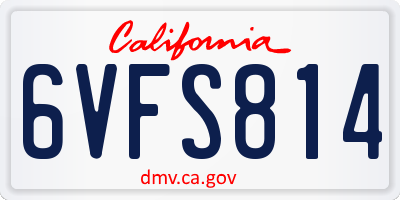 CA license plate 6VFS814