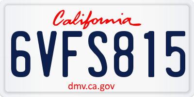 CA license plate 6VFS815