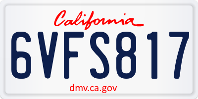 CA license plate 6VFS817
