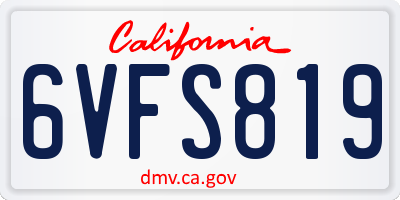 CA license plate 6VFS819