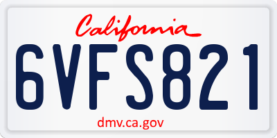 CA license plate 6VFS821