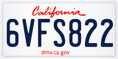 CA license plate 6VFS822