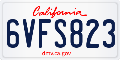 CA license plate 6VFS823