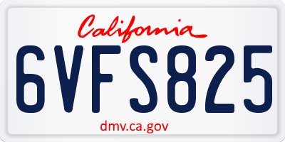 CA license plate 6VFS825