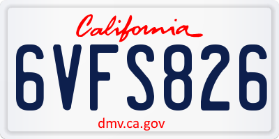 CA license plate 6VFS826