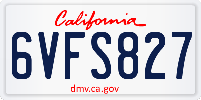CA license plate 6VFS827