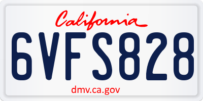 CA license plate 6VFS828
