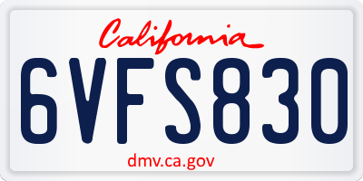 CA license plate 6VFS830