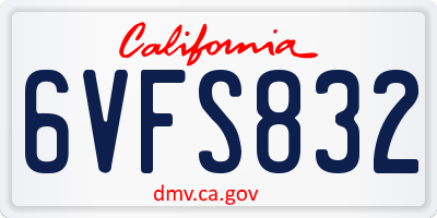 CA license plate 6VFS832