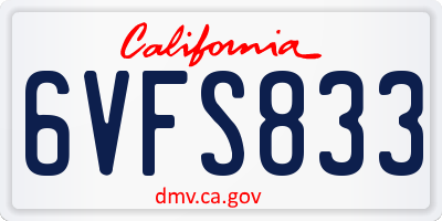 CA license plate 6VFS833