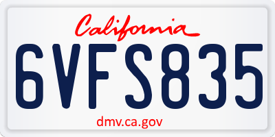 CA license plate 6VFS835