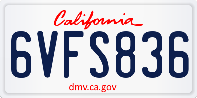 CA license plate 6VFS836