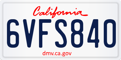 CA license plate 6VFS840