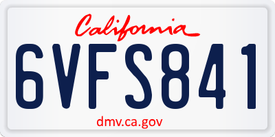 CA license plate 6VFS841