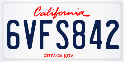 CA license plate 6VFS842