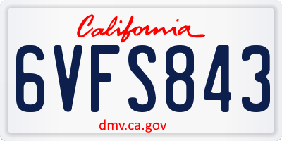 CA license plate 6VFS843