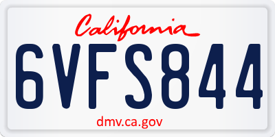 CA license plate 6VFS844