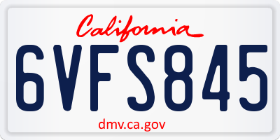 CA license plate 6VFS845