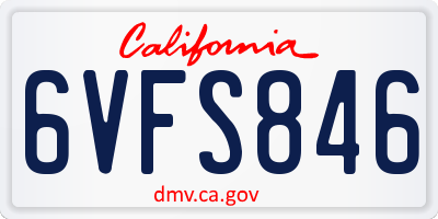 CA license plate 6VFS846