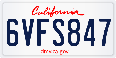 CA license plate 6VFS847