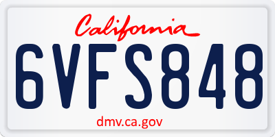 CA license plate 6VFS848