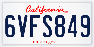 CA license plate 6VFS849