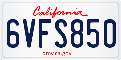 CA license plate 6VFS850