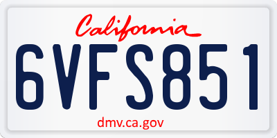 CA license plate 6VFS851