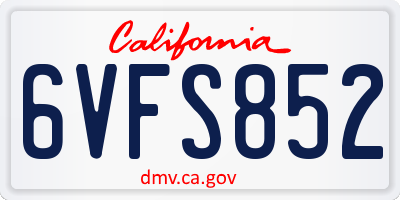 CA license plate 6VFS852