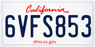 CA license plate 6VFS853