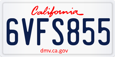 CA license plate 6VFS855