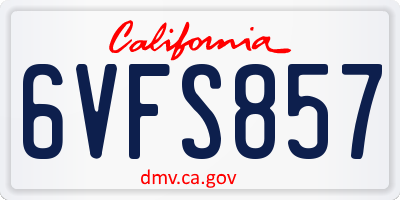 CA license plate 6VFS857