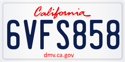 CA license plate 6VFS858
