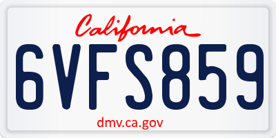 CA license plate 6VFS859