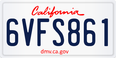 CA license plate 6VFS861