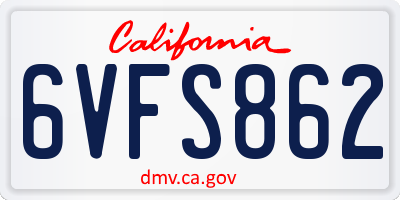 CA license plate 6VFS862