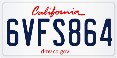 CA license plate 6VFS864