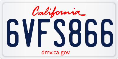 CA license plate 6VFS866