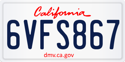 CA license plate 6VFS867