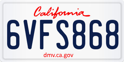 CA license plate 6VFS868