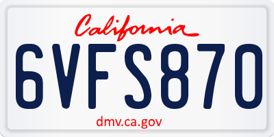 CA license plate 6VFS870