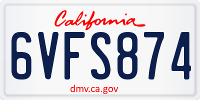 CA license plate 6VFS874