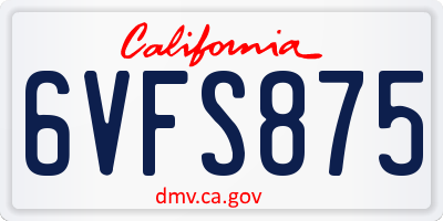 CA license plate 6VFS875