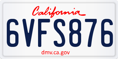 CA license plate 6VFS876